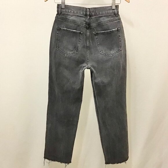 PacSun 25 (3) High Rise Straight Womens Jeans Washed Black Distressed Frayed Hem - Picture 4 of 10